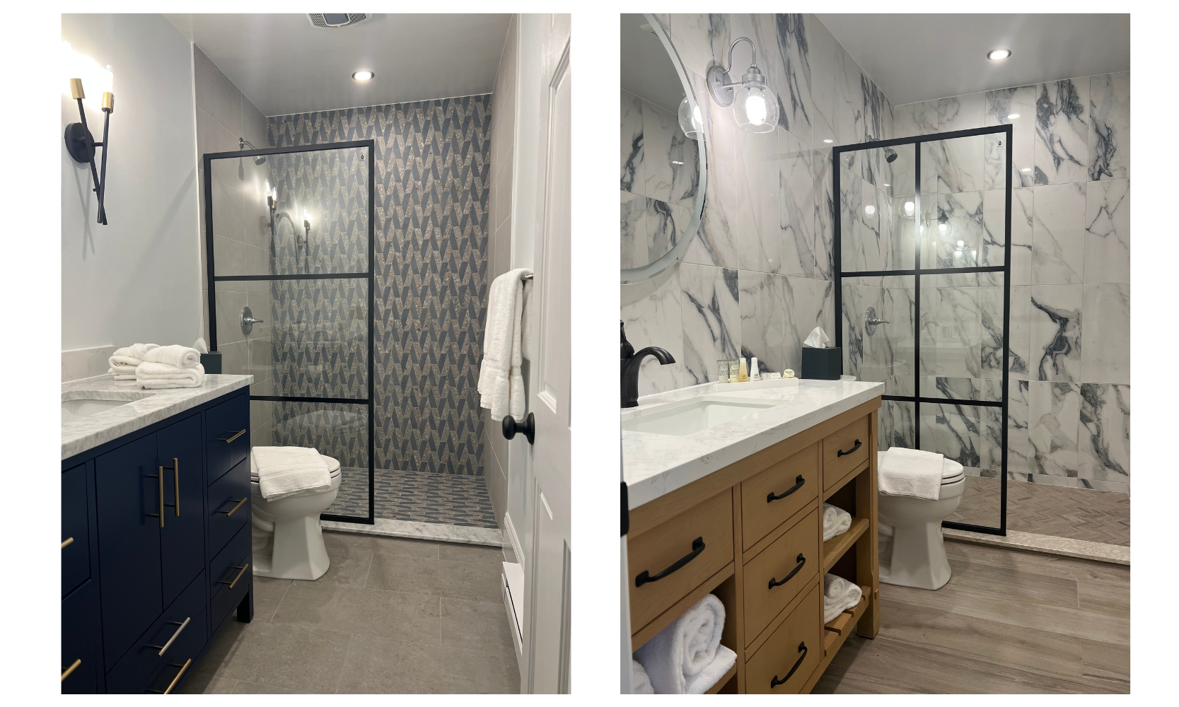 two different modern bathrooms